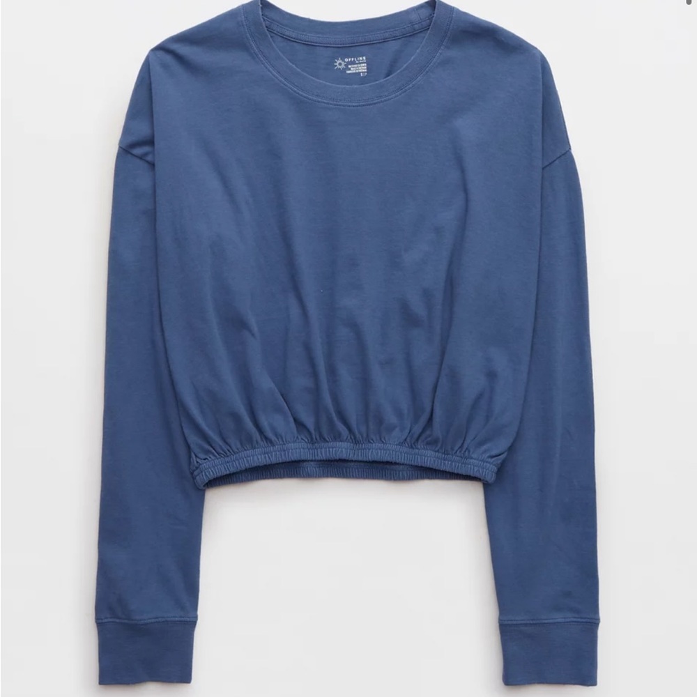 Offline aerie cinch crop top color blue size xl